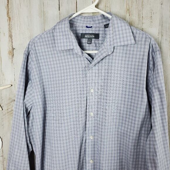 Kenneth Cole Reaction Button Down Shirt Lavendar Blue Size Large - Picture 8 of 8